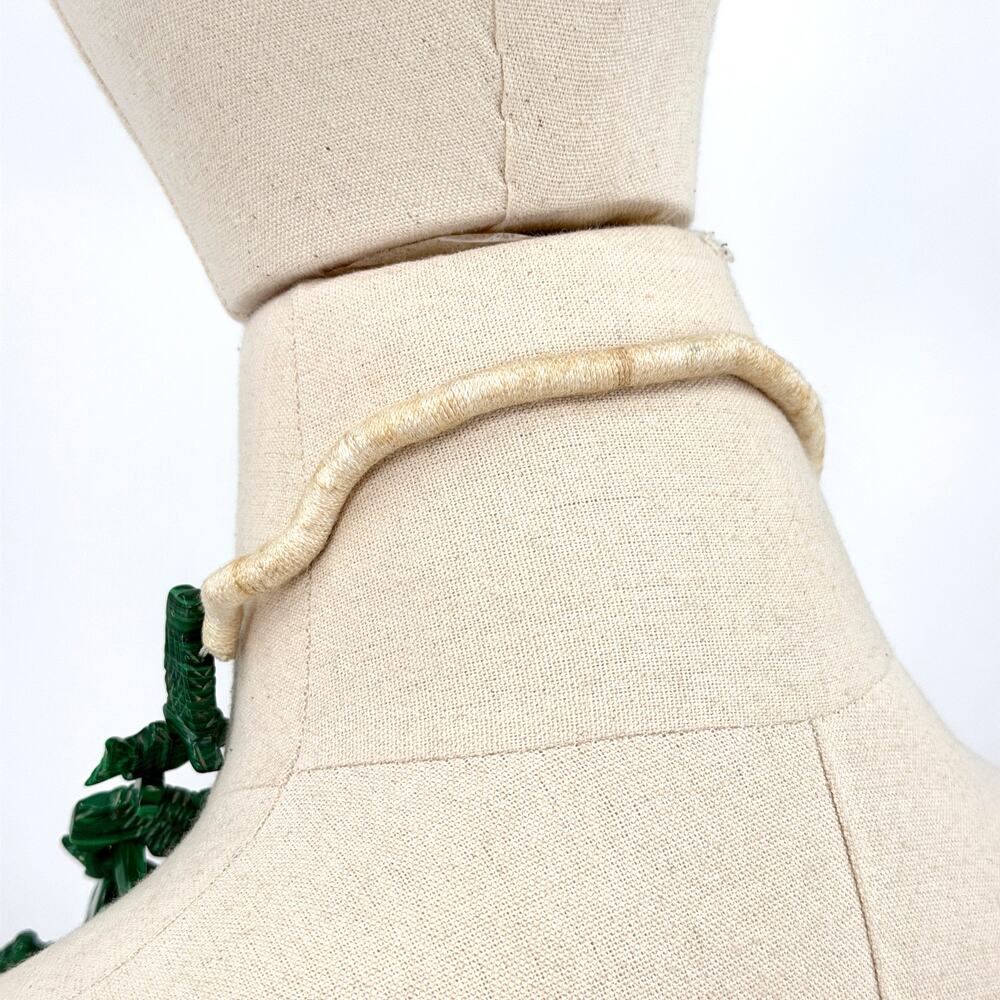 Vintage 90s Green Malachite Southwest Hand Carved Animal Fetish Necklace - Picture 9 of 10